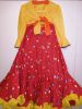 Adult Female Costumes to Hire - Carnival -  Yellow crop top & Red flare skirt - SMALL